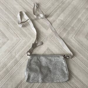 Crewcuts Girls Little Silver Sparkle Ribbon Handle Bag
